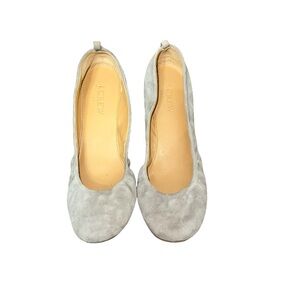 J.Crew Grey Leather Ballet Flats Round Toe Women's Shoes Size 6.5